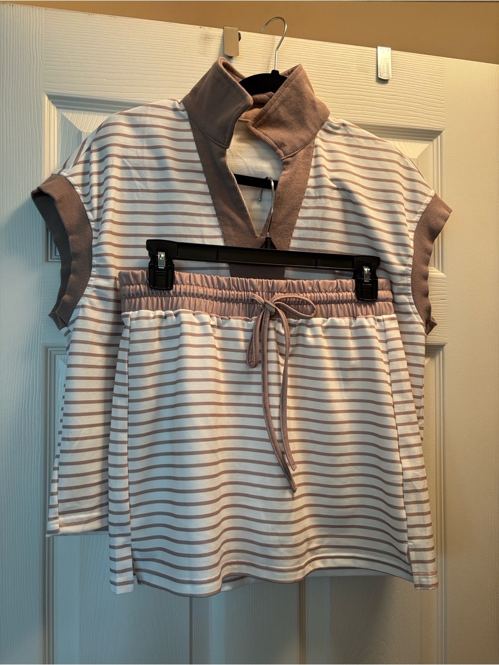 NWOT Amazon brand Striped Set. Short Sleeve Polo Top and Skort